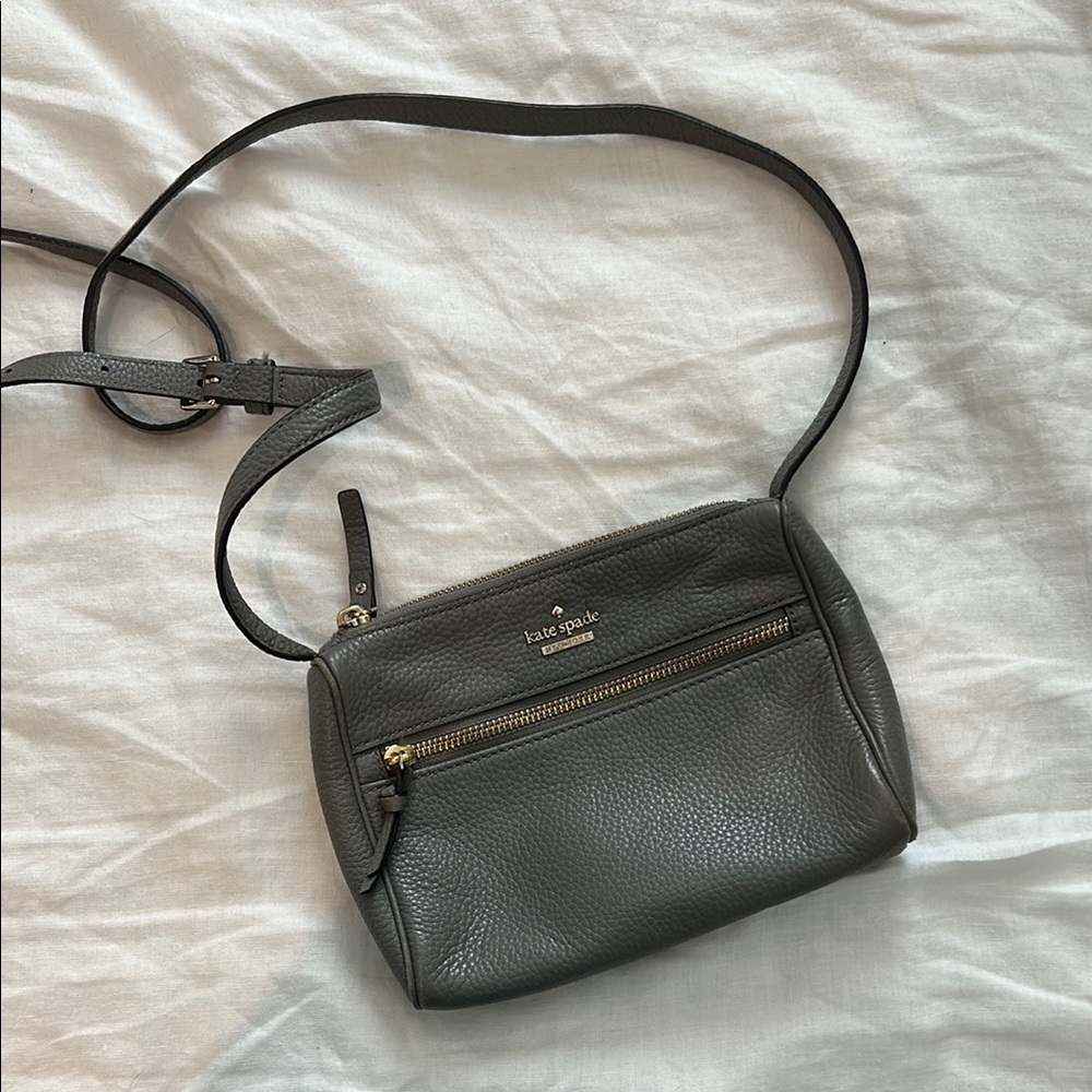 Kate Spade Gray Textured Leather Crossbody